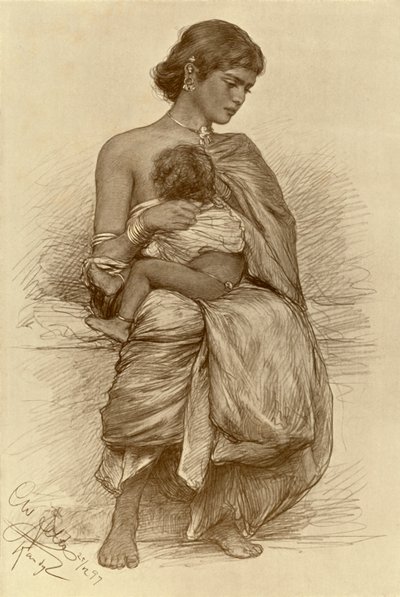 Nuori äiti, Kandy, Ceylon, 1898. tekijältä Christian Wilhelm Allers