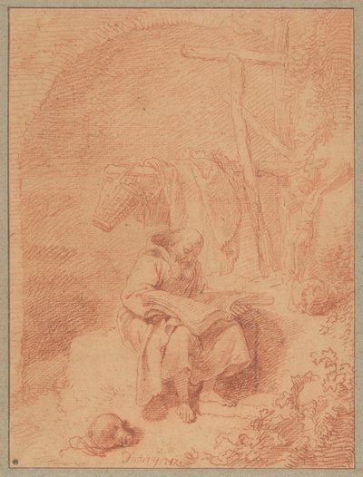 Der heilige Franziskus beim Lesen tekijältä Christian Wilhelm Ernst Dietrich