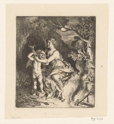 Venus laittaa naamion Amorille tekijältä Christian Wilhelm Ernst Dietrich
