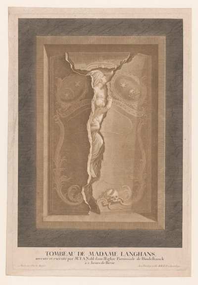 Maria Magdalena Langhansin hauta Hindelbankin kirkossa Tombeau de Madame Langhans (...) (otsikko esineessä) tekijältä Christian von Mechel