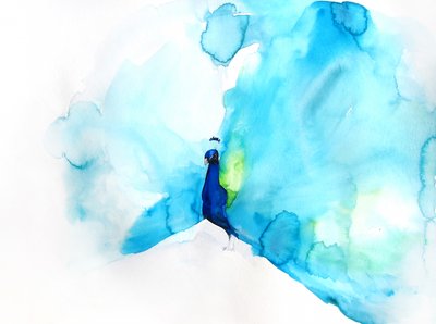 Elegantti sininen riikinkukko tekijältä Christine Lindstrom