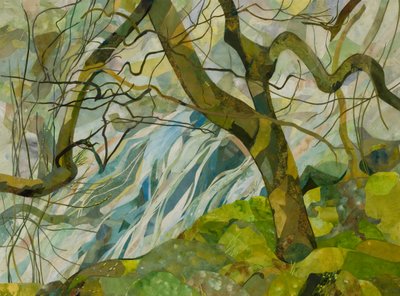 Honister Winter Tree, 2018 (vesivärillä maalattu paperikollaasi) tekijältä Christine McKechnie