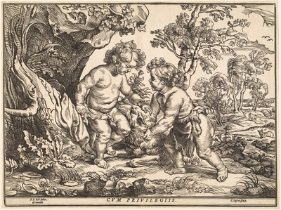Kristus-lapsi ja Pyhä Johannes leikkimässä Karitsan kanssa tekijältä Christoffel Jegher after Sir Peter Paul Rubens