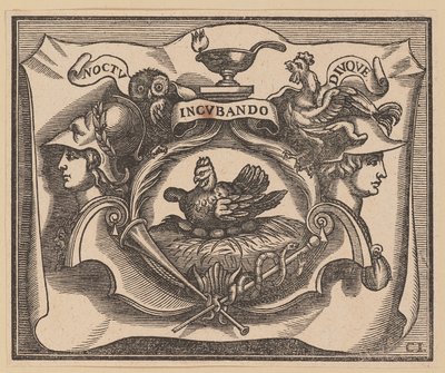 Vinjetti Hollannin ja Seelannin prinssien C. Peregrinen otsikkosivulle tekijältä Christoffel Jegher after Sir Peter Paul Rubens