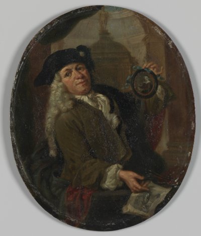 Arnoud van Halenin (1673-1732) muotokuva. Taidemaalari, taidegraafikko, runoilija ja keräilijä Amsterdamissa tekijältä Christoffel Lubienitzki (copy after)