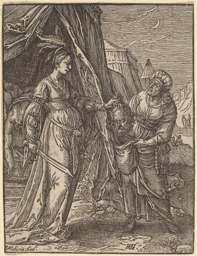 Judith Holofernesin pään kanssa tekijältä Christoffel van Sichem I, after Hendrik Goltzius