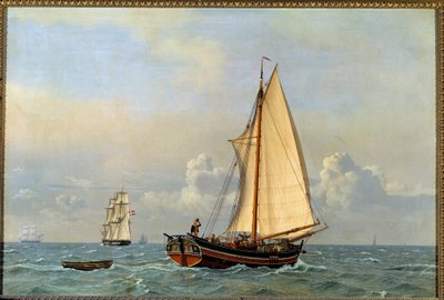 Entinen tanskalainen laiva, joka kulkee vastatuuleen vuonna 1831 Christoffer Wilhelm Eckersbergin (1783-1853) maalaus tekijältä Christoffer Wilhelm Eckersberg