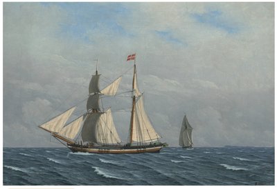 Purjevene täydellä purjeella (En skonnert for fulde sejl) tekijältä Christoffer Wilhelm Eckersberg