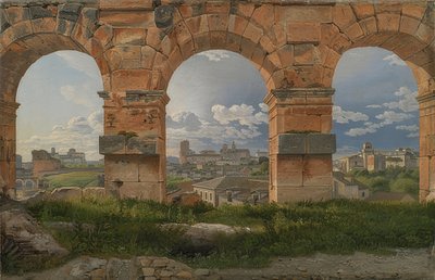 Näkymä kolmen kaaren läpi Colosseumista. 1815 tekijältä Christoffer Wilhelm Eckersberg