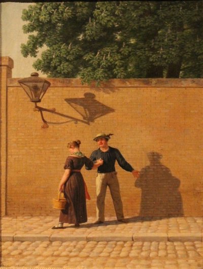 Tanskalainen:  En matros, som tager afsked med sin pige Merimies, joka jättää tyttönsä. tekijältä Christoffer Wilhelm Eckersberg