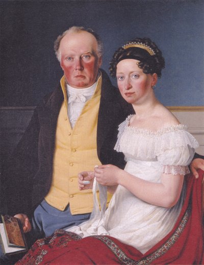 Tanskalainen:  Falbe Kaksoiskuva kreivi Preben Bille-Brahesta ja hänen toisesta vaimostaan Johanne Caroline, o.s. Falbe:sta tekijältä Christoffer Wilhelm Eckersberg