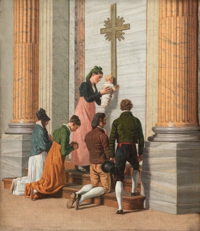 Andacht an der Heiligen Tür der Petersbasilika, ca. 1814 von Christoffer-Wilhelm Eckersberg