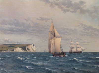 Mønin kallioiden eteläosa mereltä katsottuna. tekijältä Christoffer Wilhelm Eckersberg