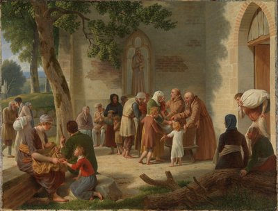 Vicelin jakamassa leipää köyhille tekijältä Christoffer Wilhelm Eckersberg
