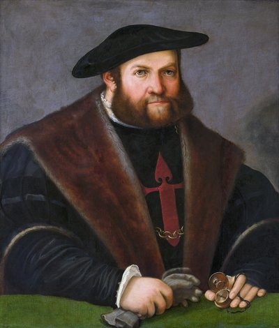 Saksa: Ulrich Ehingerin (1485-1537) muotokuva (Santiagon ritarin muotokuva) Ulrich Ehinger Santiagon ritarikunnan ritarina. tekijältä Christoph Amberger