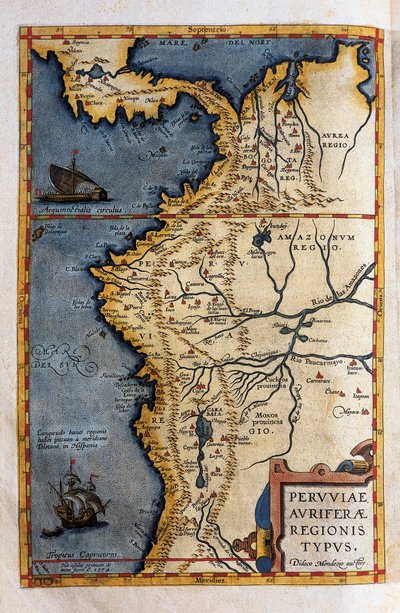 Perun kartta, Hernando de Soton vuoden 1570 tutkimusmatkan asiakirjoista tekijältä Christophe Plantin