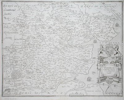 Essexin kartta, kaiverrettu William Webin toimesta, julkaistu 1645 (kaiverrus) tekijältä Christopher (after) Saxton