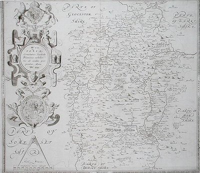Wiltshiren kartta, kaivertanut William Web, julkaistu 1645 (kaiverrus) tekijältä Christopher (after) Saxton
