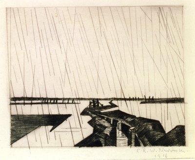 Yserillä tulvinut kaivanto, 1916 (kuivapiste) tekijältä Christopher Richard Wynne Nevinson
