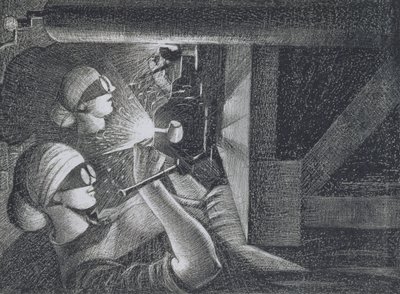 Asetyleenihitsaajat, 1917 (etsaus ja kuivakärki) tekijältä Christopher Richard Wynne Nevinson