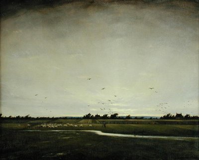 Englantilainen maisema, Romney Marsh (öljy kankaalle) tekijältä Christopher Richard Wynne Nevinson