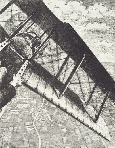 Pankkitoiminta 4000 jalan korkeudessa, n. 1918 (litho) tekijältä Christopher Richard Wynne Nevinson