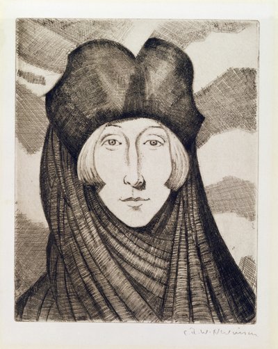 Edith Sitwell (1887-1964) 1927 (etsaus ja kuivakärki) tekijältä Christopher Richard Wynne Nevinson