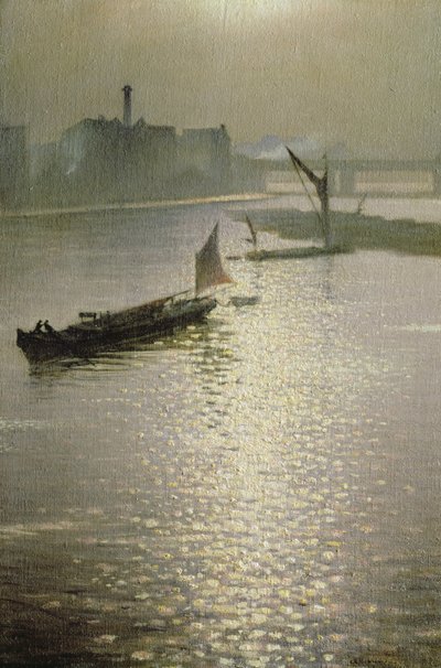 Waterloon sillalta: Aurinko paistaa sumun läpi, n. 1924 tekijältä Christopher Richard Wynne Nevinson