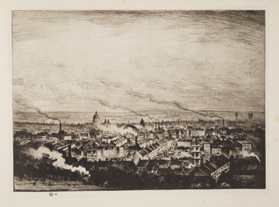 Lontoo, Parliament Hill, pub.1923 (etsaus) tekijältä Christopher Richard Wynne Nevinson