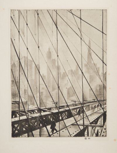 Katse Brooklynin sillan läpi, julkaisu 1921 (etsaus) (etsaus) tekijältä Christopher Richard Wynne Nevinson