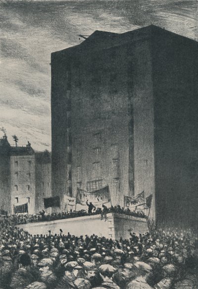 Rautatien lakko - Tapaaminen Tower Hillillä, 1919, 1920 tekijältä Christopher Richard Wynne Nevinson