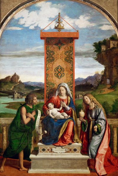 Madonna ja lapsi pyhien Johannes Kastajan ja Maria Magdalenin kanssa tekijältä Cima da Conegliano