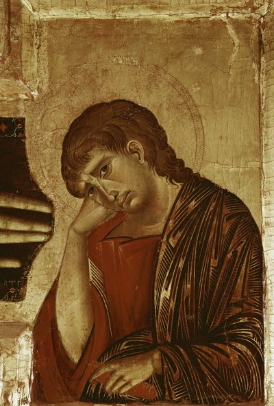 Krusifiksi: Pyhän Johanneksen yksityiskohta (tempera puulla tekijältä Cimabue