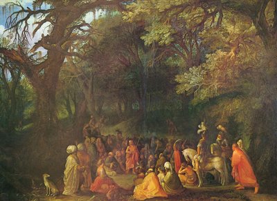 Saksa: Die Predigt Johannes des Täufers Johannes Kastajan saarnaaminen tekijältä Circle of Adam Elsheimer