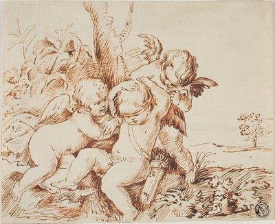 Kaksi puttia sitoo kolmannen silmät umpeen tekijältä Circle of Guido Reni