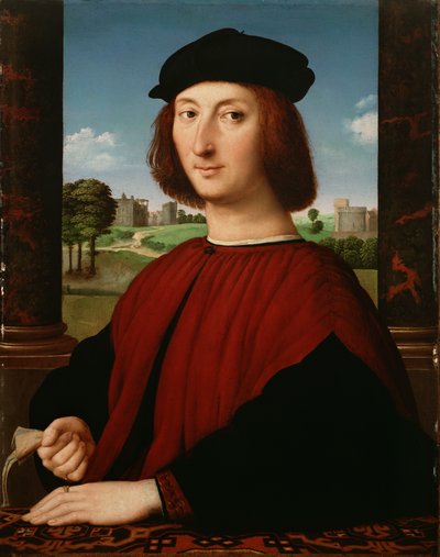 Nuoren miehen muotokuva punaisessa tekijältä Circle of Raphael