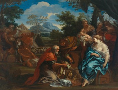 Laban etsii Rahelin piilottamia jumalakuvia 1670-luvulta. tekijältä Ciro Ferri