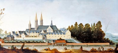Egmondin luostari ja linna (öljy paneelille) tekijältä Claes Jacobsz. van der Heck