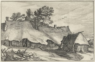 Maatila ja pieni navetta Maisemat maatiloilla (sarjan nimi) tekijältä Claes Jansz. Visscher (II)
