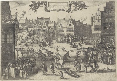 Ruutipetoksen salaliittolaisten teloitus, 1606 Supplicium de octo coniuratis sumtum Britanniassa (otsikko esineessä) tekijältä Claes Jansz. Visscher (II)