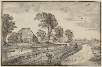 Vesistöjen välinen tie polderimaisemassa tekijältä Claes Jansz. Visscher (II)