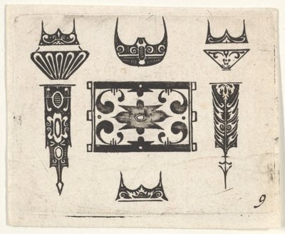 Blackwork Print yhdeksällä motiivilla, n. 1620. tekijältä Claes Jansz Visscher