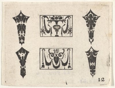 Blackwork Print kahdella vaakapaneelilla ja neljällä kehyksellä, n. 1620. tekijältä Claes Jansz Visscher