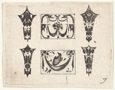 Blackwork Print kahdella vaakapaneelilla ja neljällä kehyksellä, n. 1620. tekijältä Claes Jansz Visscher