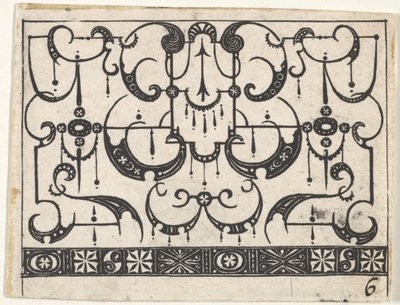Blackwork-printti koko Schweifwerk-kuviolla, n. 1620. tekijältä Claes Jansz Visscher