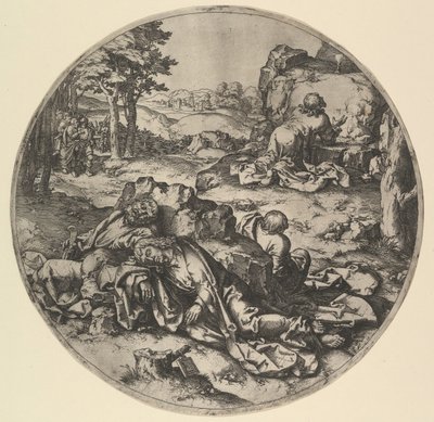 Kristus Getsemanessa -kopio, 1600-luku. tekijältä Claes Jansz Visscher