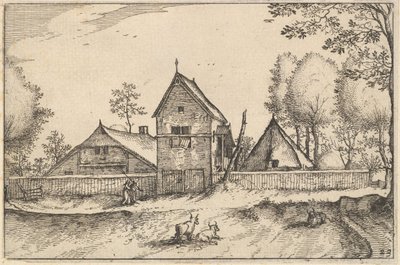 Suuri muurattu maatila, levy 23, Regiunculae et Villee Aliquot Ducatus Brabantiae, ca. 1610 tekijältä Claes Jansz Visscher