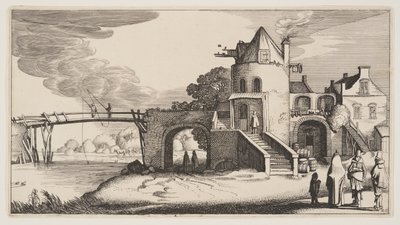 Silta ja tiemaksutalo, teoksesta Landscapes (Playsante Lantschappen) tekijältä Claes Jansz. Visscher II