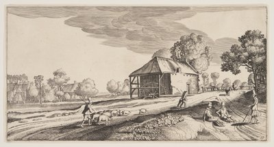 Risteys lähellä vesimyllyä, alkaen Landscapes (Playsante Lantschappen) tekijältä Claes Jansz. Visscher II