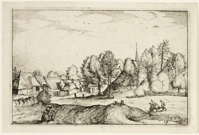 Tie kylään, levy yhdeksäntoista jälkeen Kuvia maatiloista, maalaistaloista ja maalaiskylistä (Praediorum villarum et rusticarum casularum icones). tekijältä Claes Jansz. Visscher II